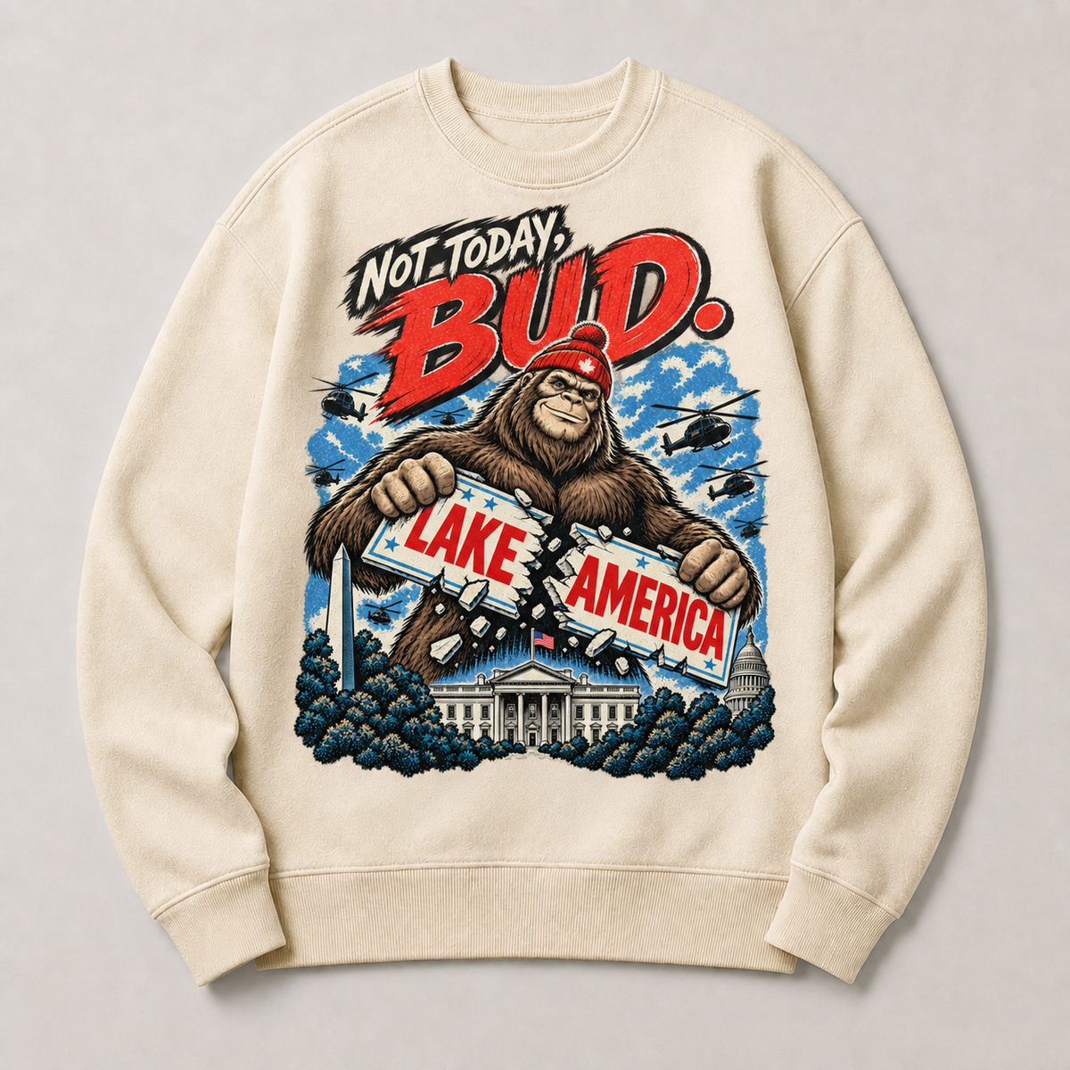 Cream | Not Today Bud Crewneck, product shot 1.