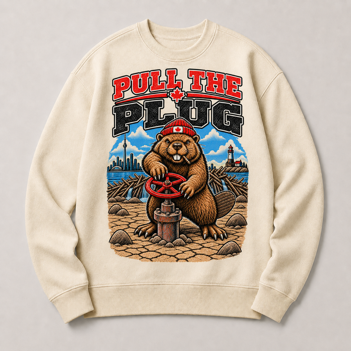 Cream | Pull the Plug Crewneck, product shot 1.