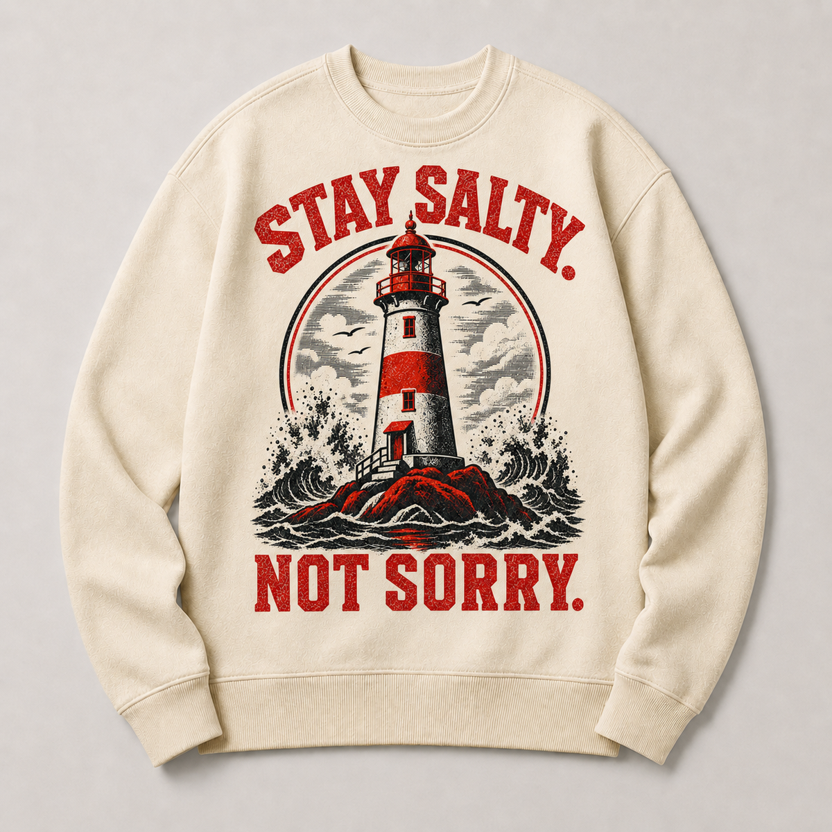 Cream | Stay Salty Not Sorry Crewneck, product shot 1.