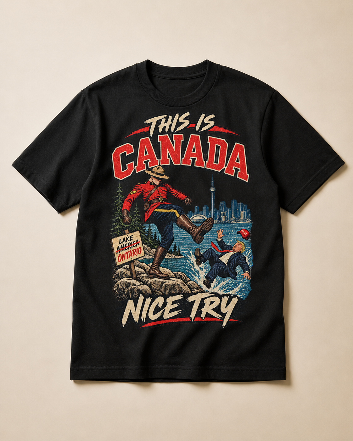 Coal | This is Canada graphic tee laid flat, front view.