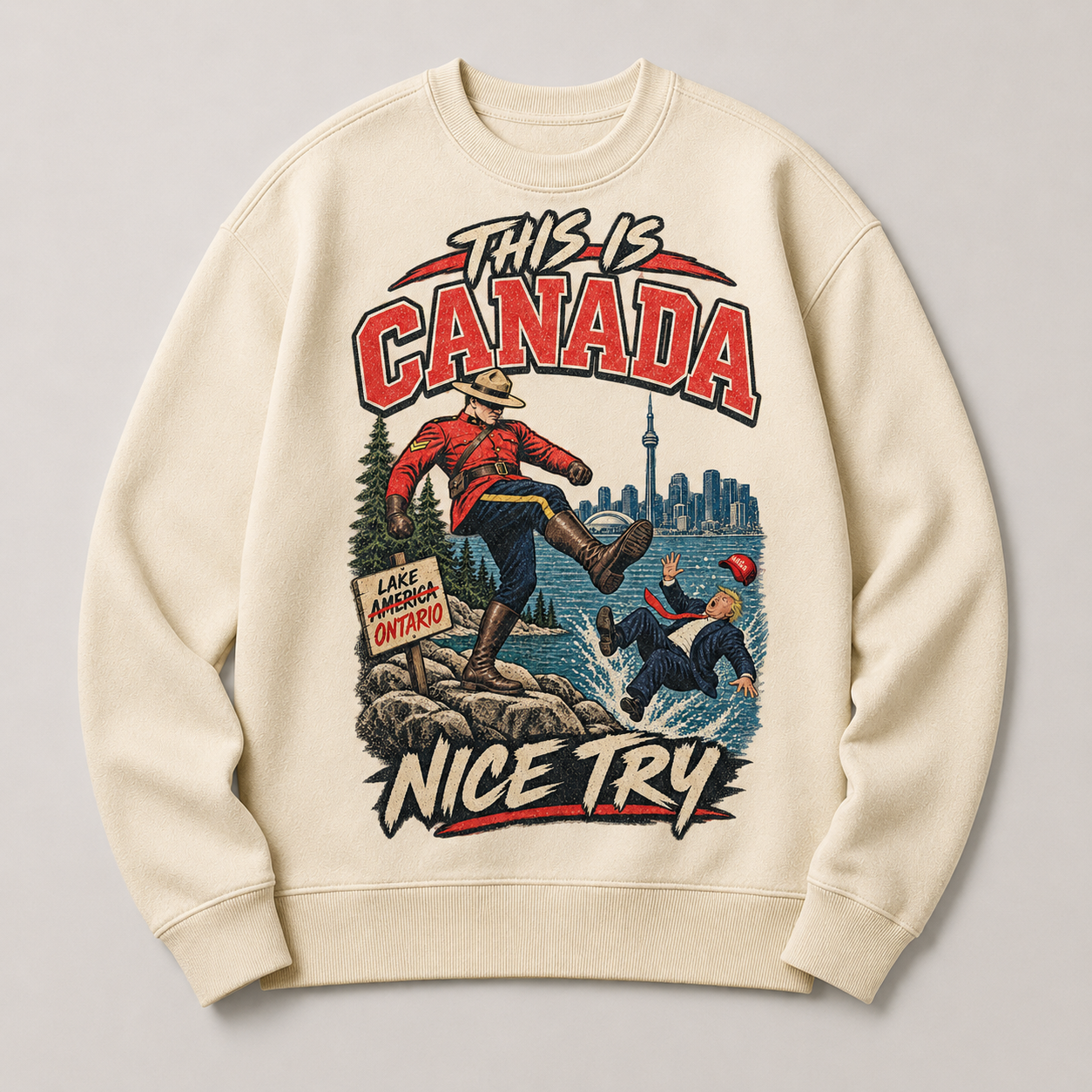 Cream | This is Canada crewneck front view