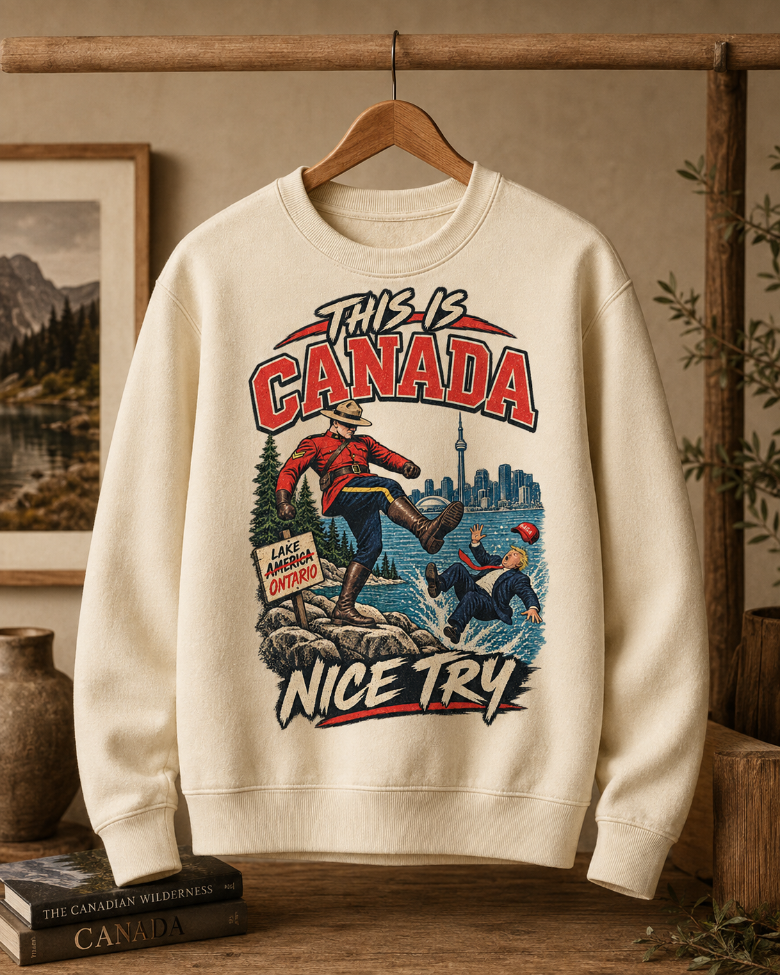 Cream | This is Canada crewneck back view