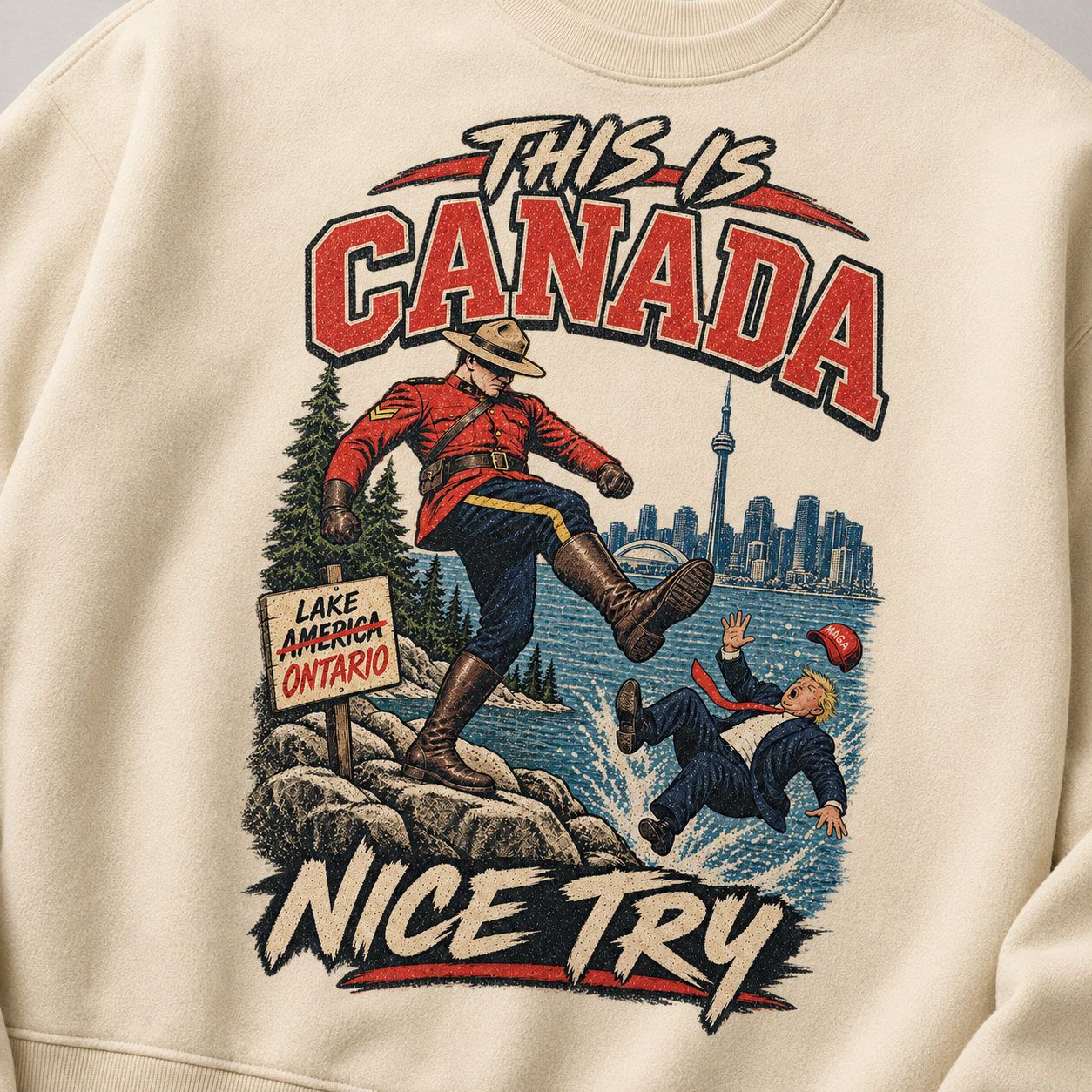 Cream | This is Canada crewneck on-body alternate view