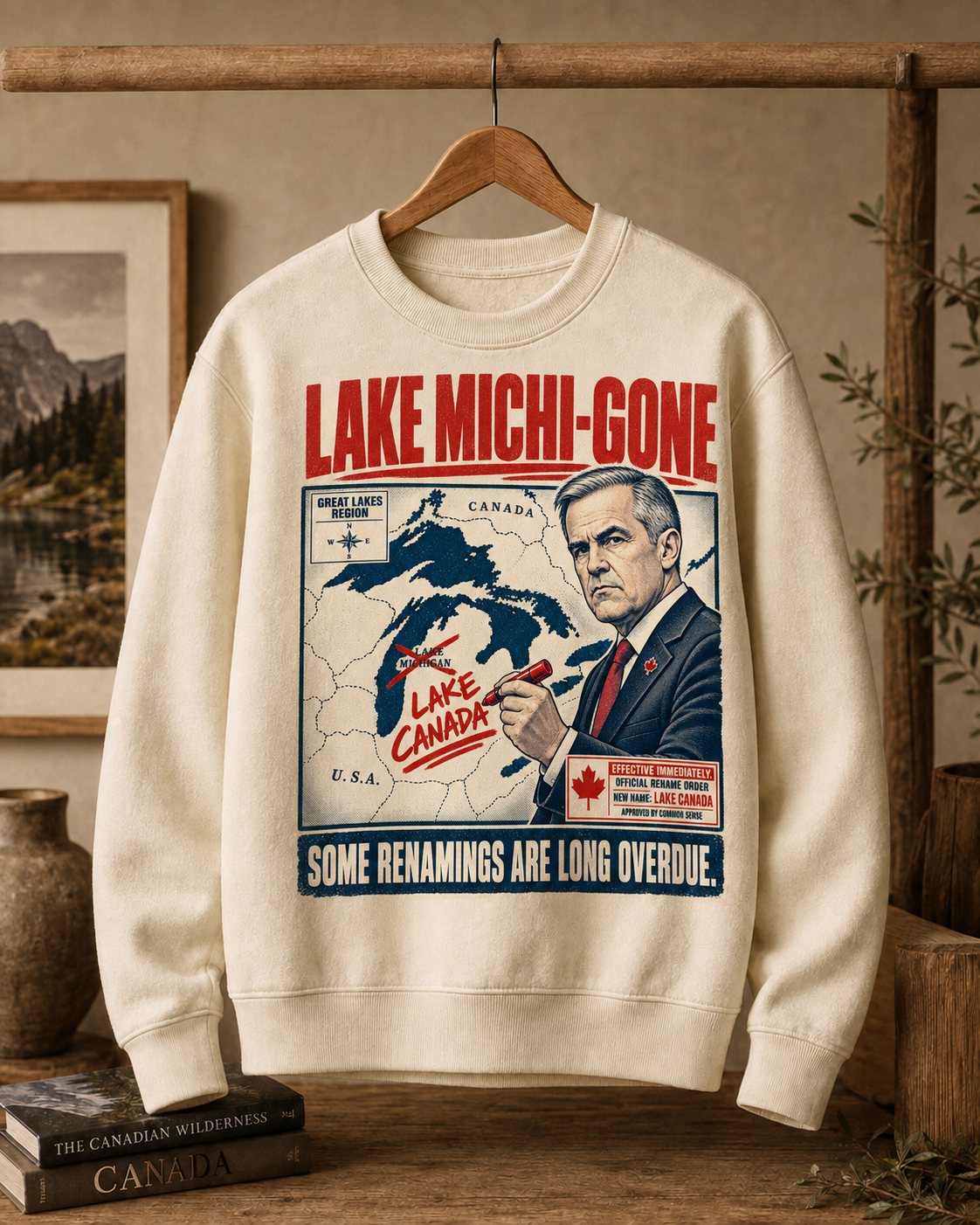 Cream | Lake Michi-gone Crewneck, product shot 2.