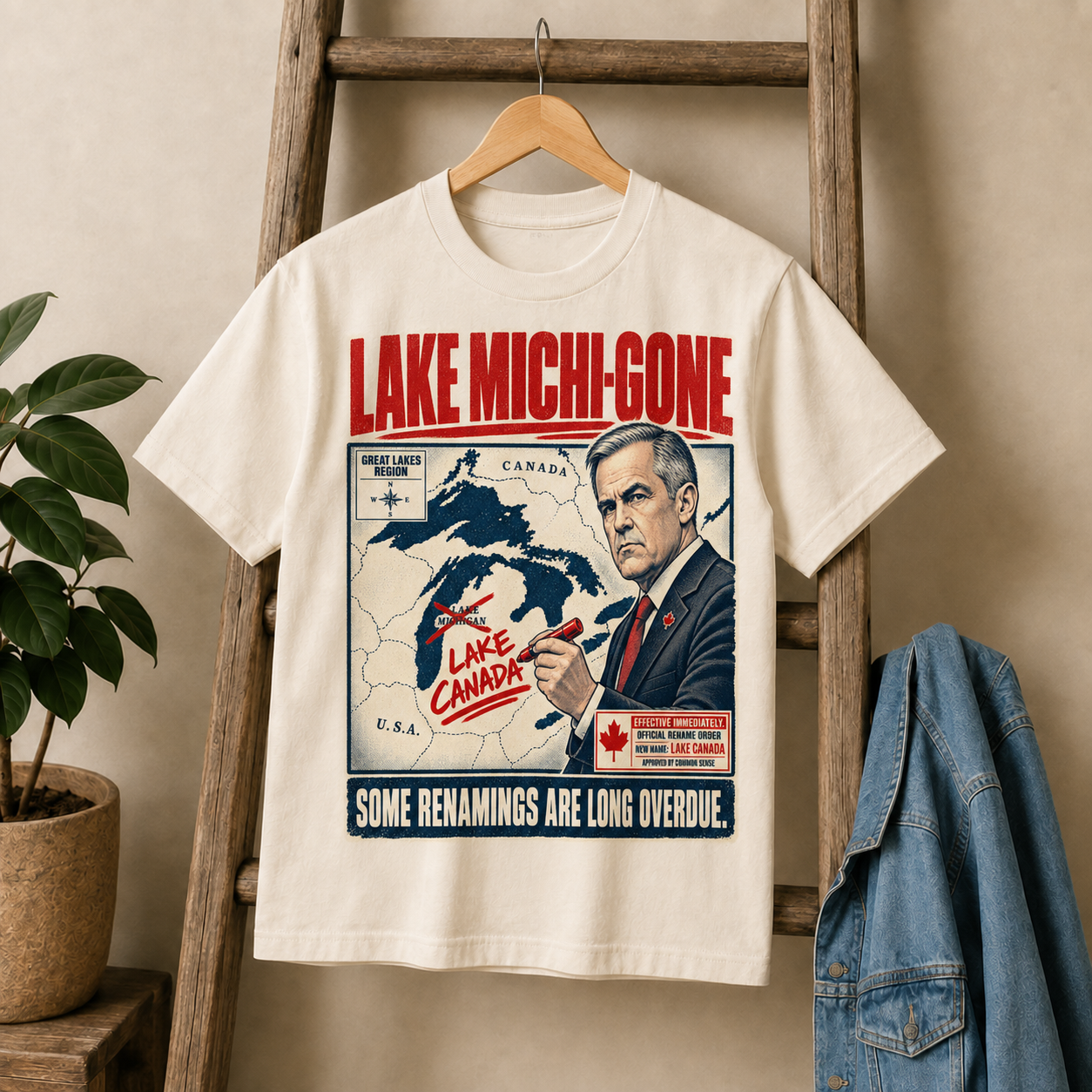 Cream | Lake Michi-gone T-Shirt, product shot 2.