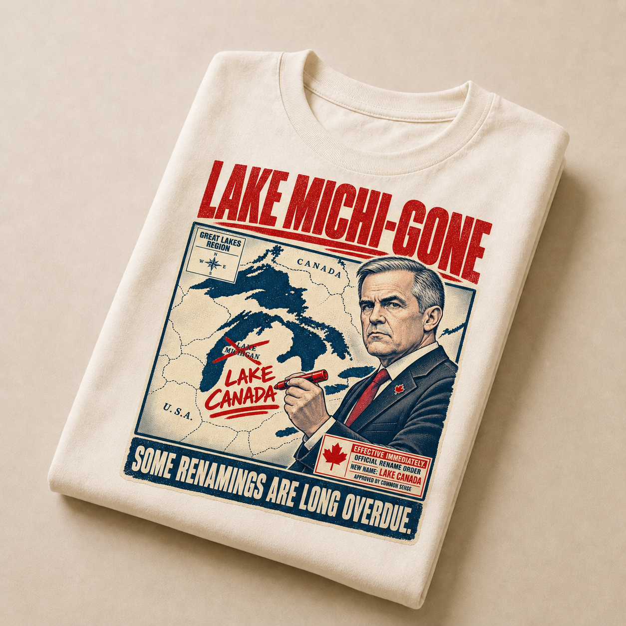Cream | Lake Michi-gone T-Shirt, product shot 3.