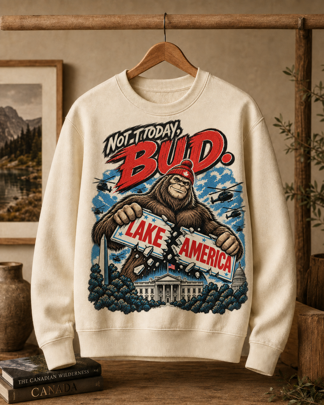 Cream | Not Today Bud Crewneck, product shot 2.
