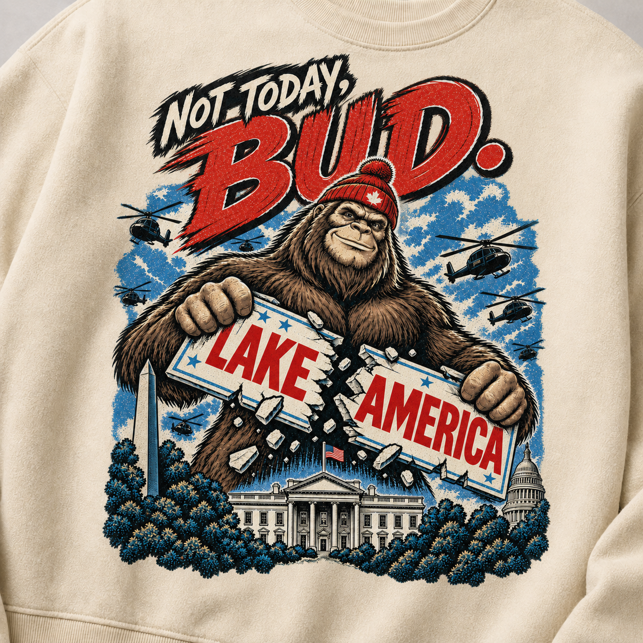 Cream | Not Today Bud Crewneck, product shot 4.