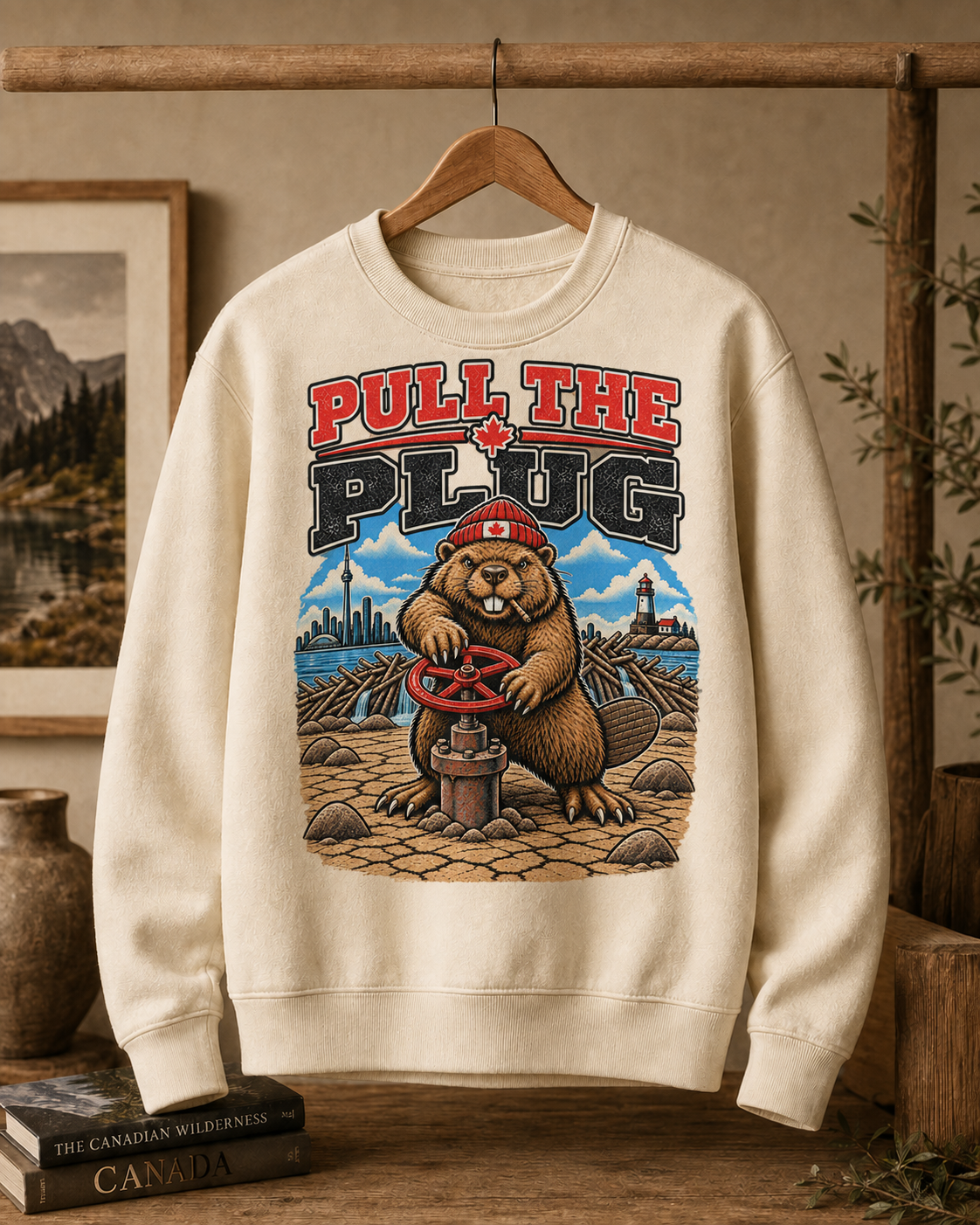 Cream | Pull the Plug Crewneck, product shot 2.