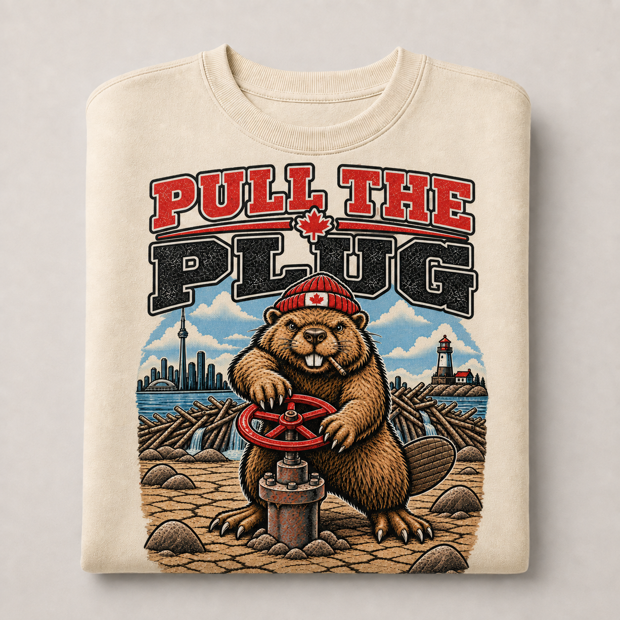 Cream | Pull the Plug Crewneck, product shot 3.