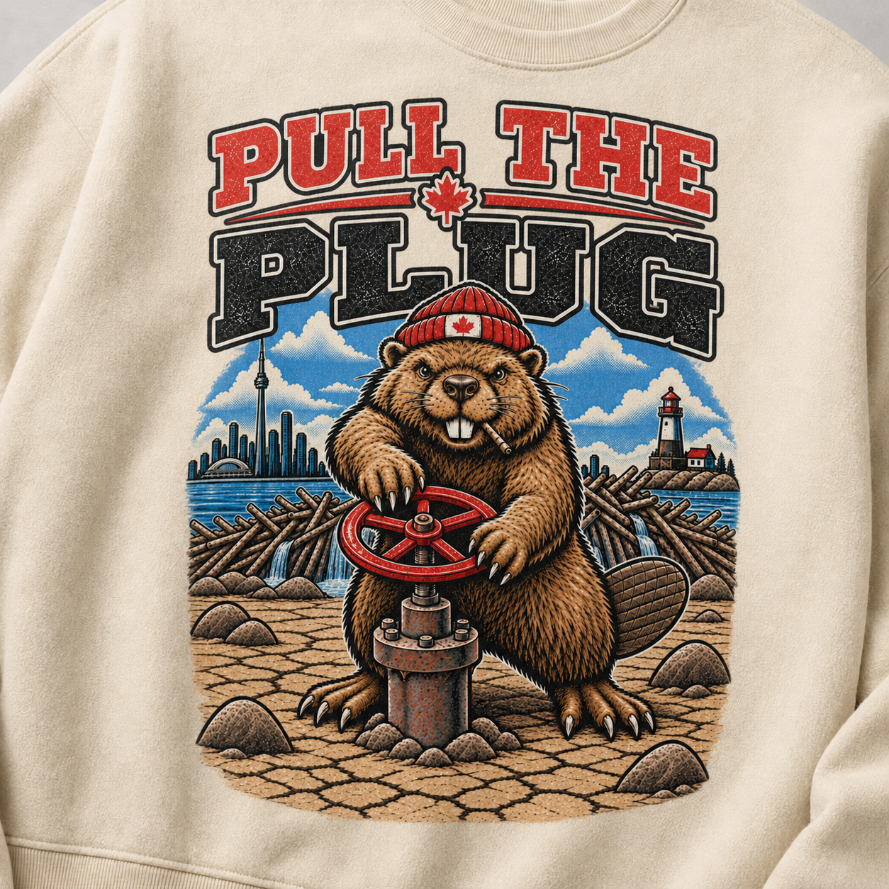 Cream | Pull the Plug Crewneck, product shot 4.