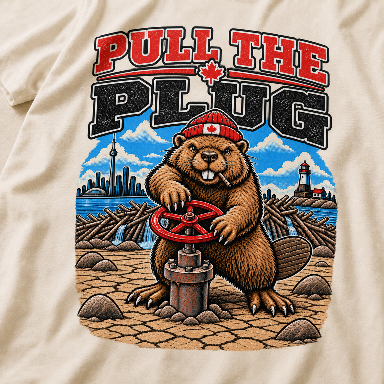 Cream | Pull the Plug T-Shirt, product shot 4.