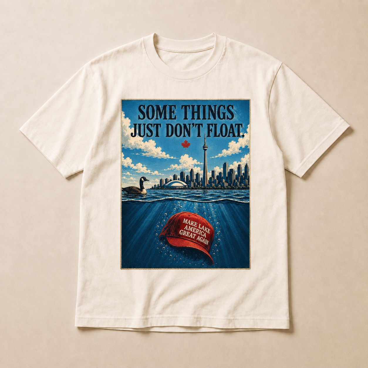 Cream | Some Things Just Don't Float T-Shirt, product shot 1.