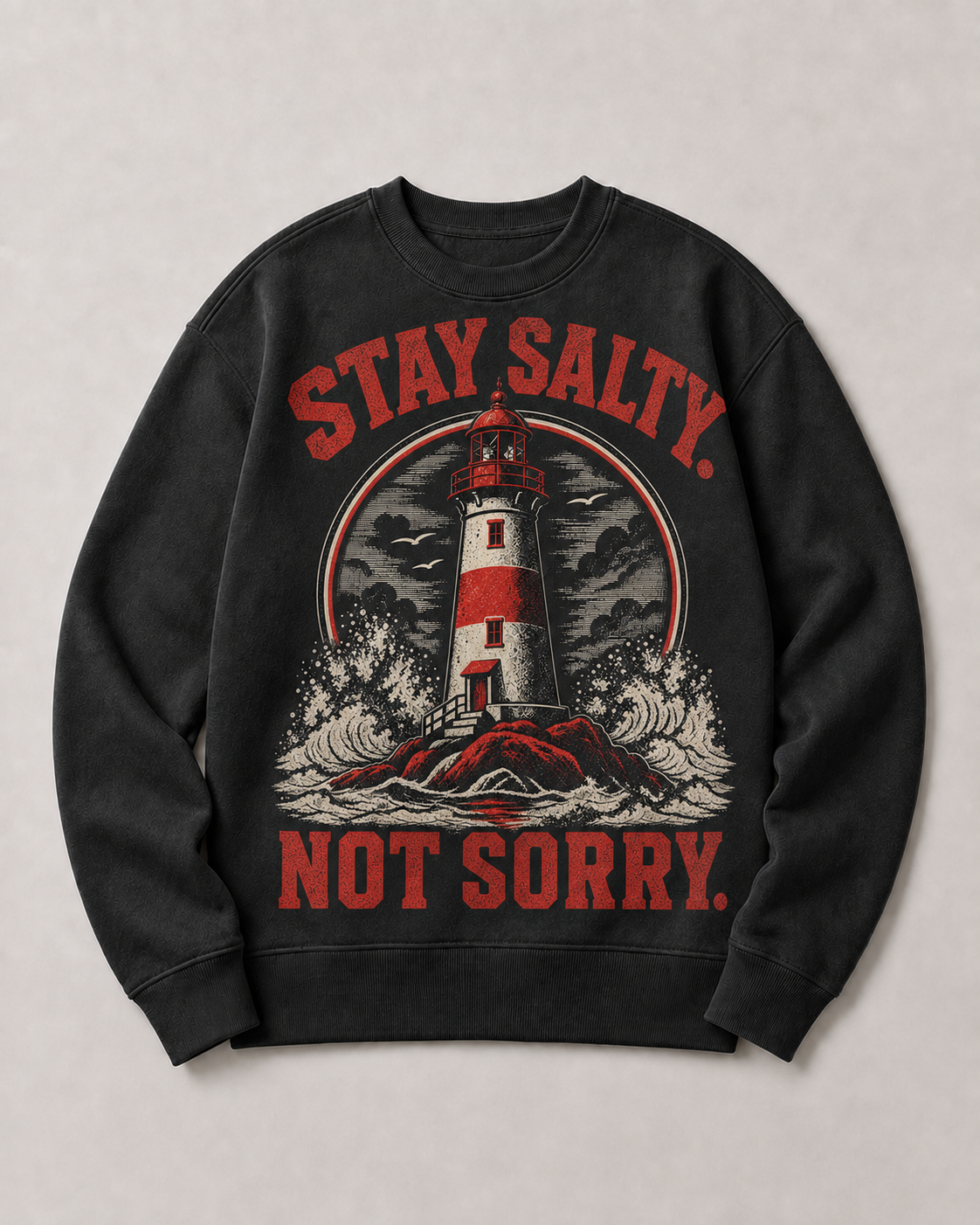 Coal | Stay Salty Not Sorry Crewneck, product shot 1.