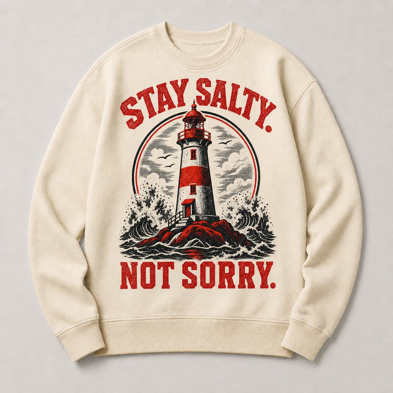 Cream | Stay Salty Not Sorry Crewneck, product shot 1.