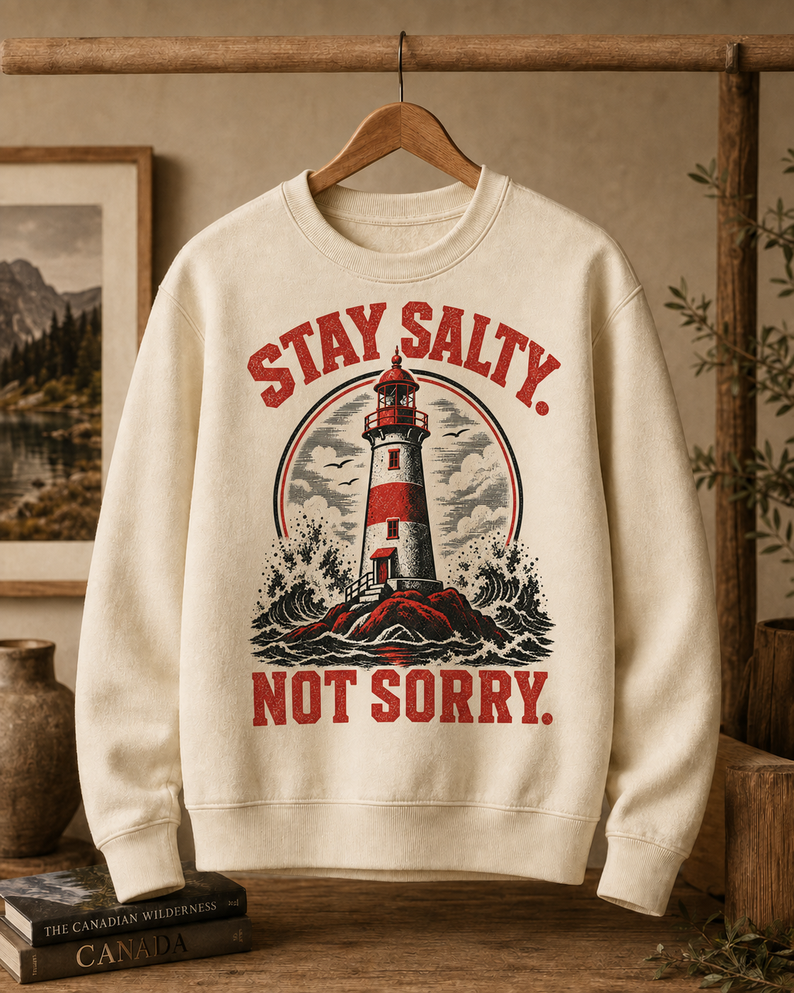 Cream | Stay Salty Not Sorry Crewneck, product shot 2.