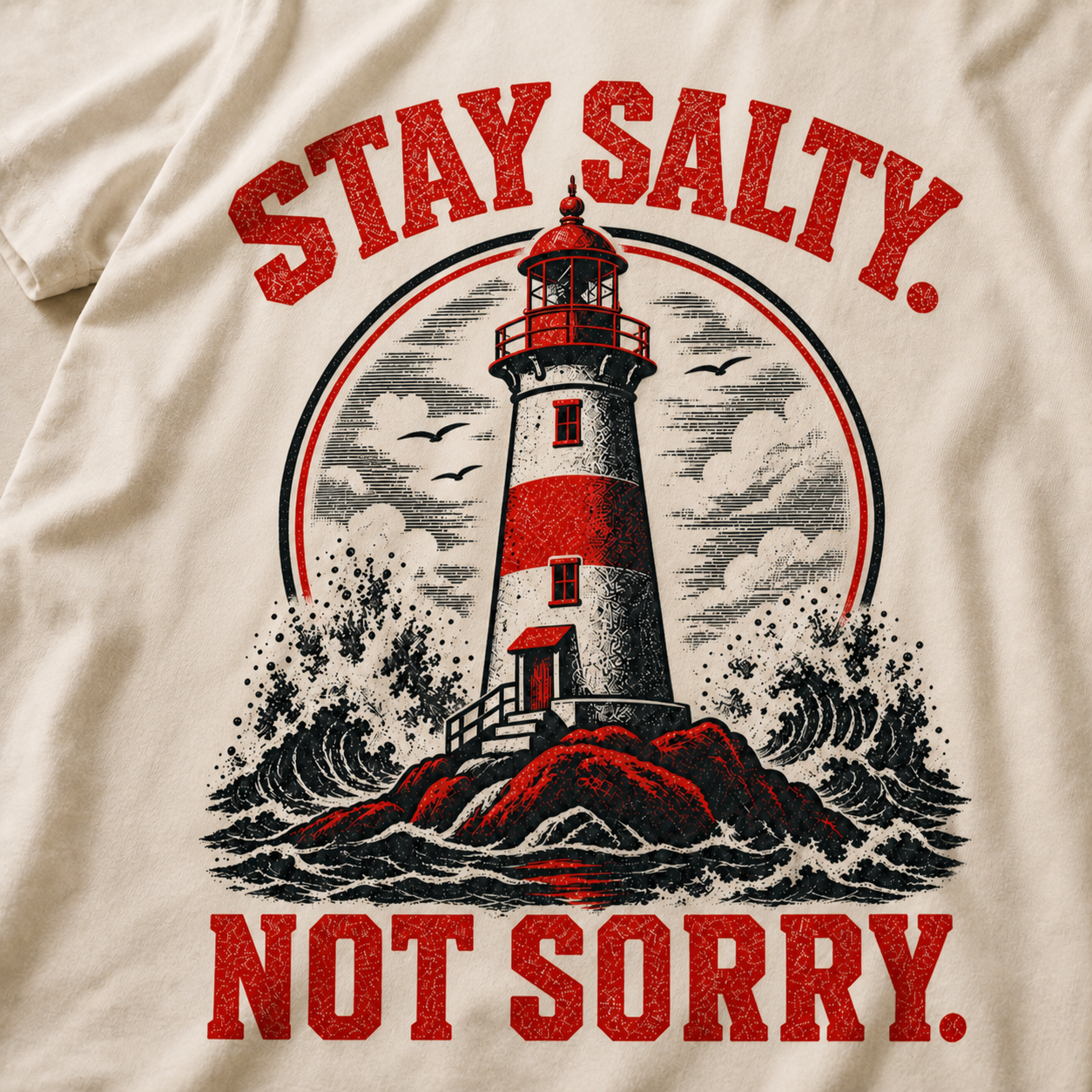 Cream | Stay Salty Not Sorry T-Shirt, product shot 4.