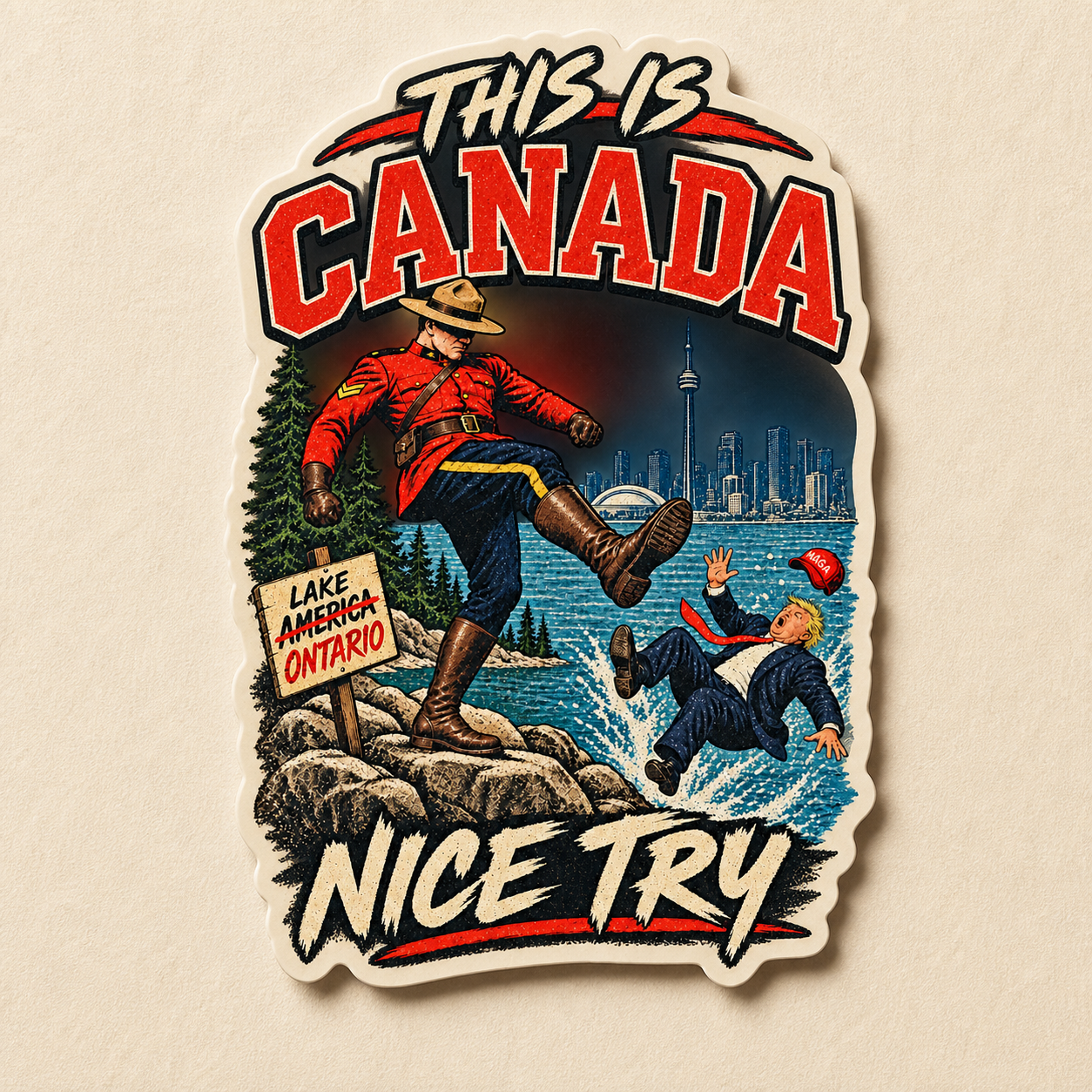 This is Canada artwork on a full-colour die-cut sticker.