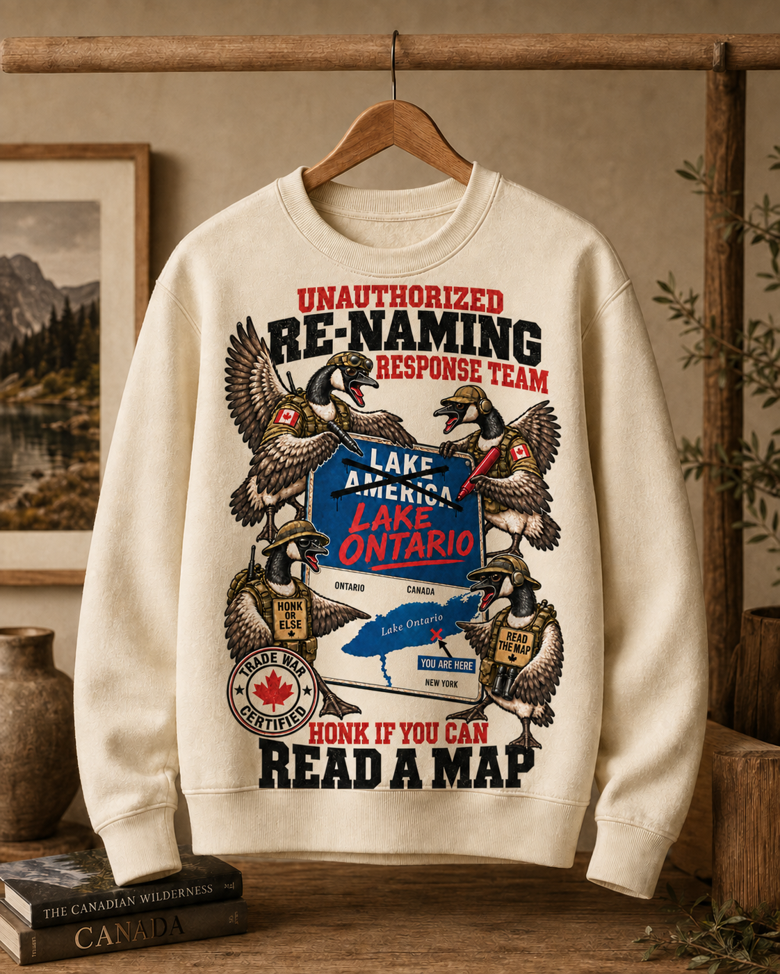 Cream | Unauthorized Renaming Response Team Crewneck, product shot 2.