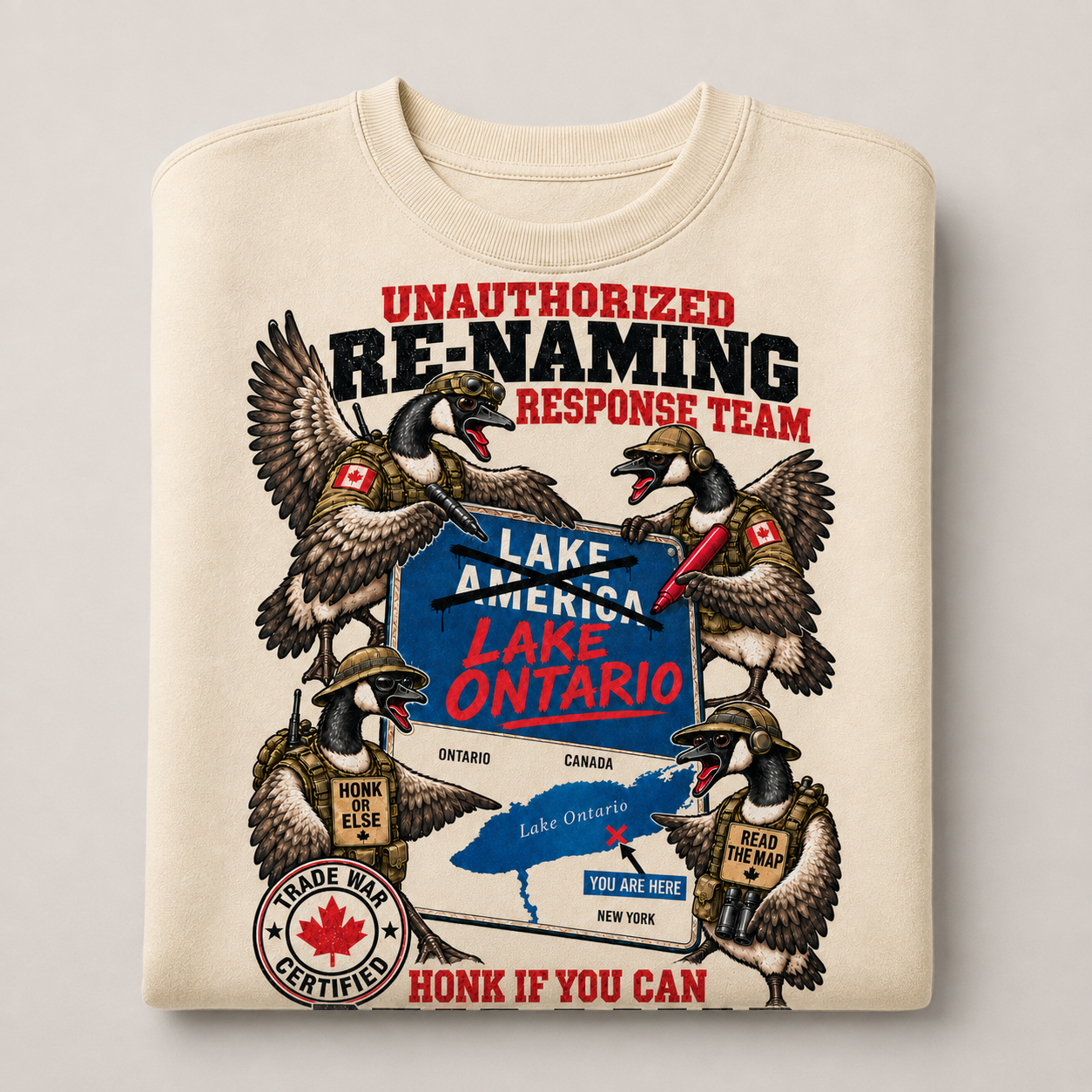Cream | Unauthorized Renaming Response Team Crewneck, product shot 3.