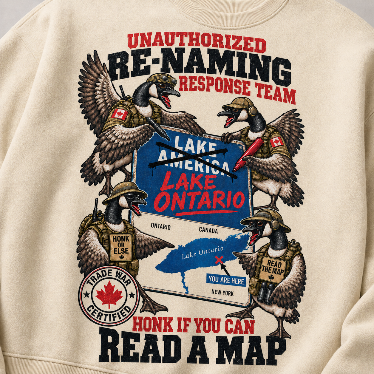 Cream | Unauthorized Renaming Response Team Crewneck, product shot 4.