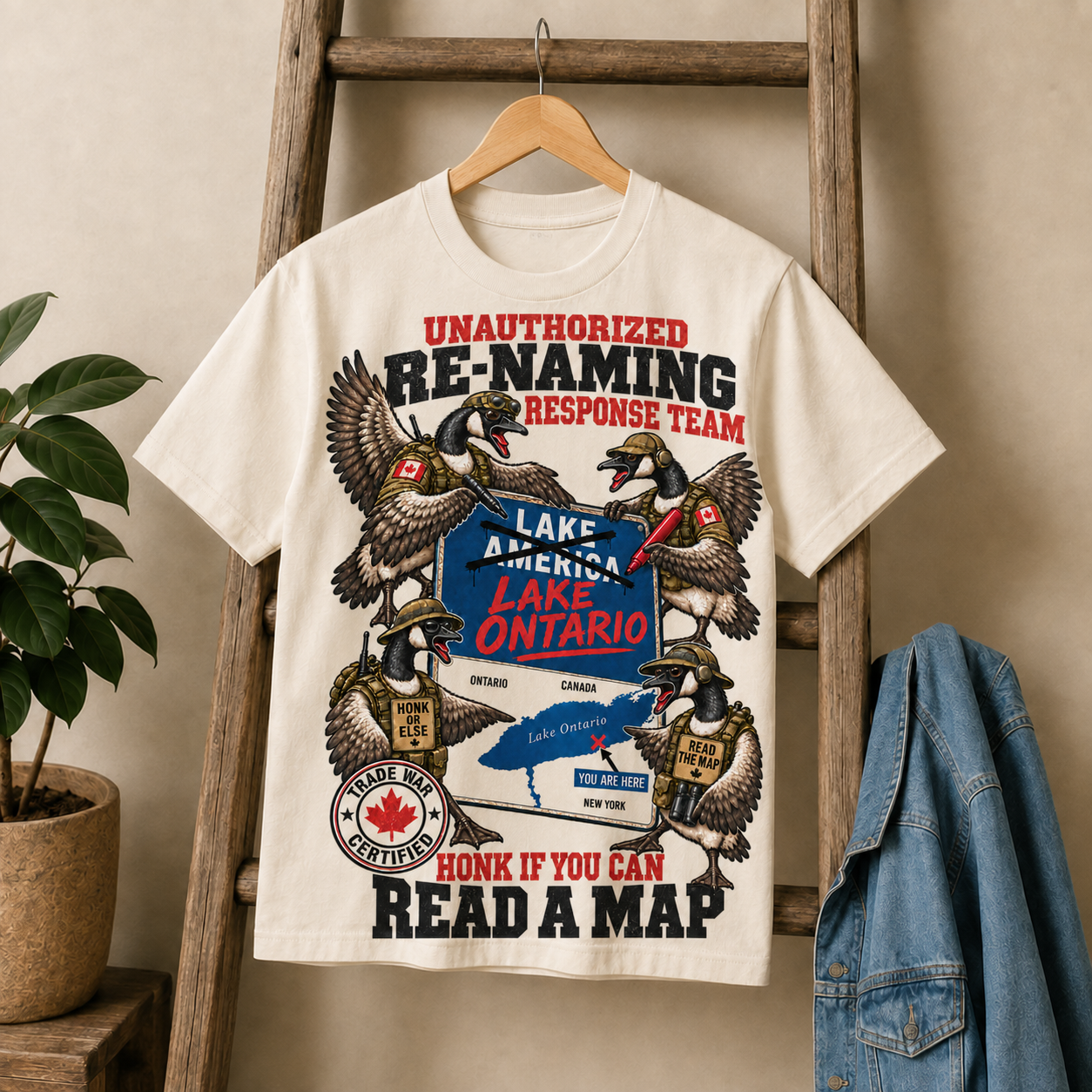 Cream | Unauthorized Renaming Response Team T-Shirt, product shot 2.