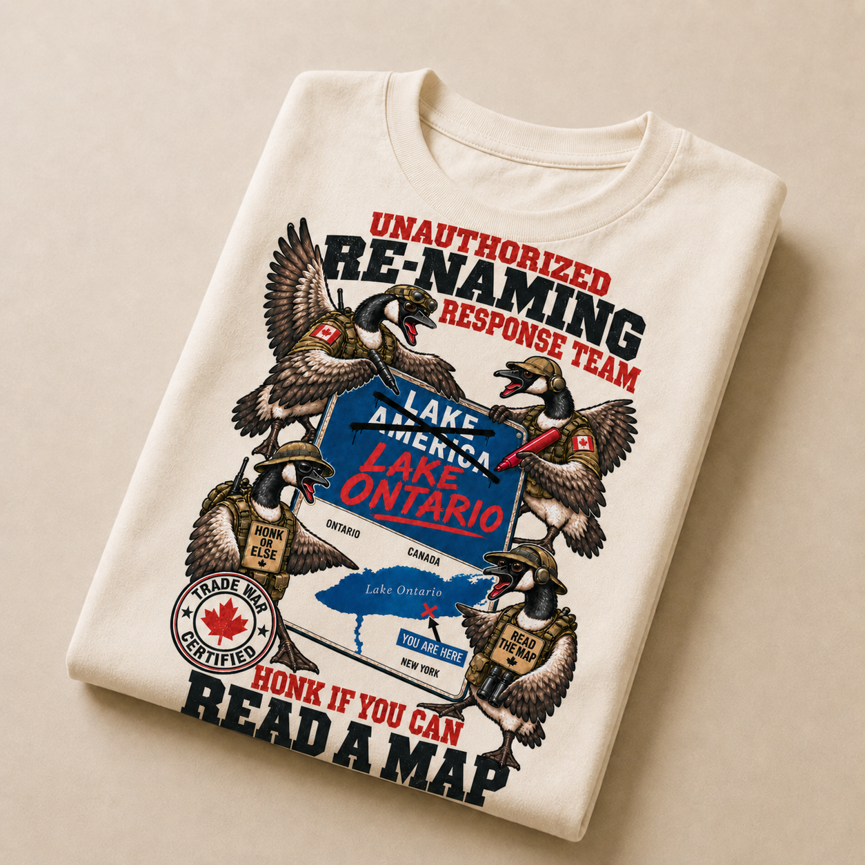 Cream | Unauthorized Renaming Response Team T-Shirt, product shot 3.