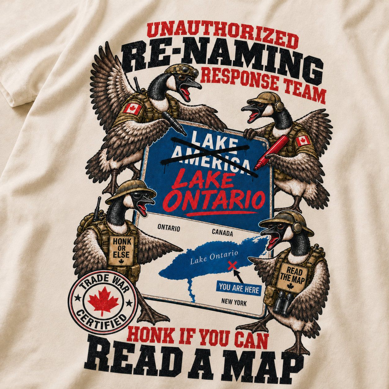 Cream | Unauthorized Renaming Response Team T-Shirt, product shot 4.
